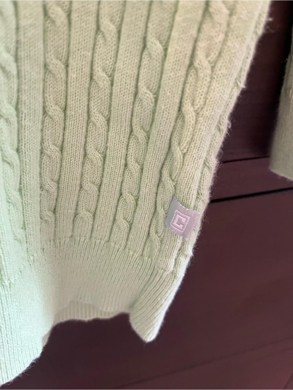 Chaps Women’s Mint Green Cable Boatneck Sweater - Picture 4 of 6